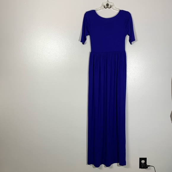 Zenana Outfitters Blue Short Sleeve Maxi Dress - S - Picture 2 of 5